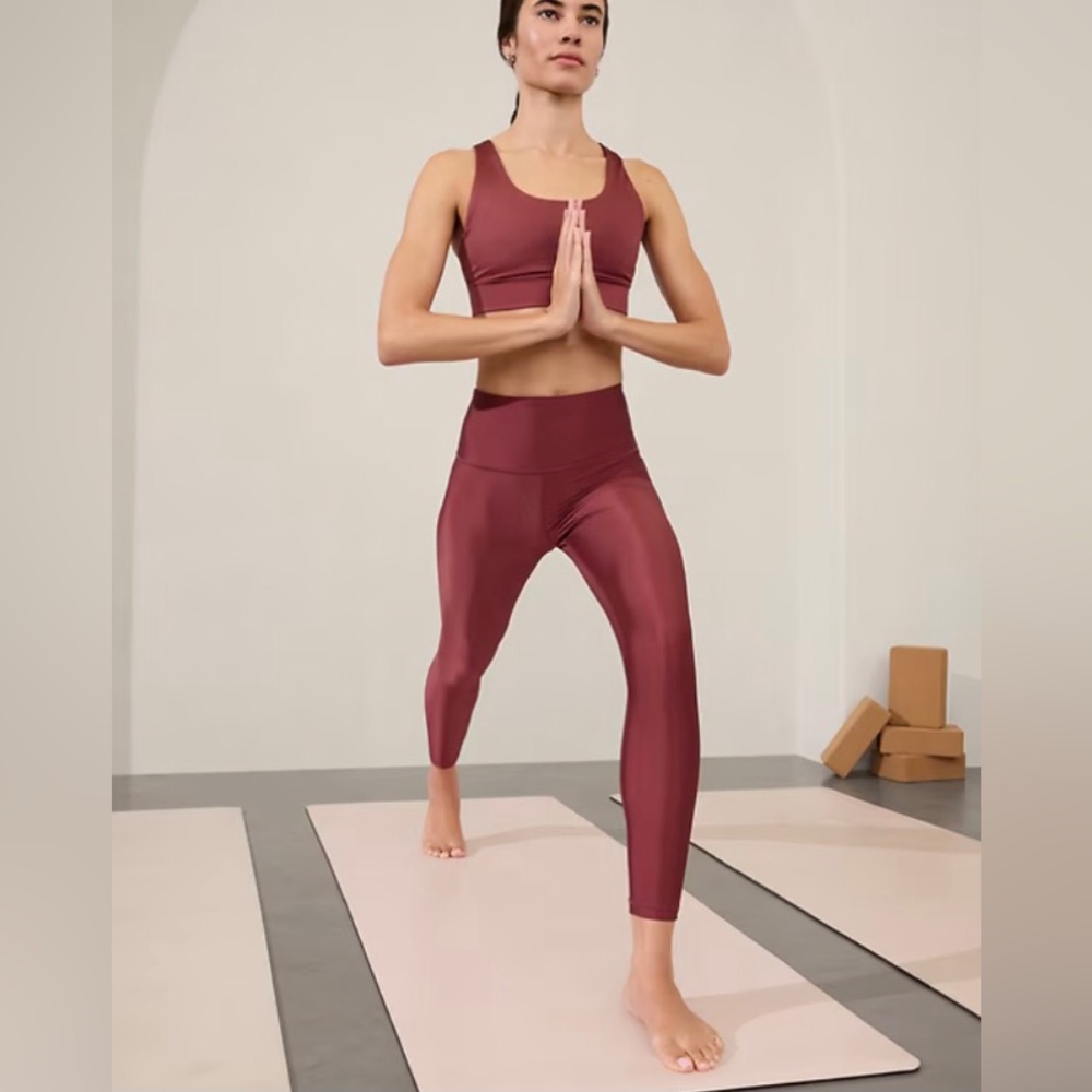 ATHLETA ELATION ULTRA HIGH RISE SHEEN LEGGING, Red Rock Matte Sheen, NEW